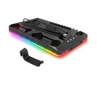Supporto di raffreddamento for base di ricarica, con illuminazione ambientale RGB e ventola di raffreddamento, dock for doppio controller compatibile con la console PS5(Black)