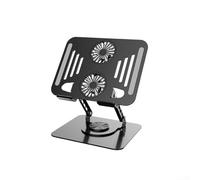 Supporto di raffreddamento per computer portatile, in metallo, girevole, doppia ventola per dissipazione del calore, design ergonomico e portatile, per casa e ufficio (nero)