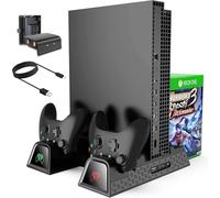 Supporto di raffreddamento per Xbox One/One S/One X, stazione di ricarica verticale CTPOWER con 2 batterie da 600 mAh, archiviazione giochi, stazione di ricarica con doppio controller