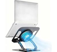 Supporto di raffreddamento regolabile per laptop, ventola a 3 velocità con RGB, base girevole a 360°, rialzo pieghevole in acciaio al carbonio, tappetino di raffreddamento ergonomico regolabile in