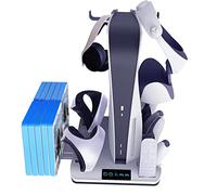 Supporto di ricarica multifunzionale di raffreddamento compatibile con console PS5 con stazione di ricarica a doppio controller VR2 per dock di ricarica con maniglia PS VR2