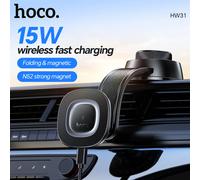 Supporto di ricarica rapido magnetico wireless HOCO da 15 W in auto per iPhone 16 15 Pro Max N52 Supporto regolabile con magneti forti per Samsung