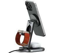 Supporto di ricarica wireless magnetico pieghevole compatibile con MagSafe 15W 3-in-1 - Nouvo