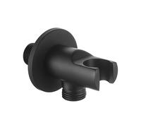 Supporto doccetta nero opaco con presa acqua design tondo
