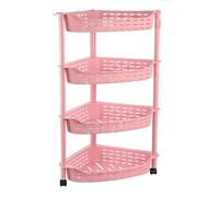 Supporto doccia angolare multifunzione a 4 ripiani rimovibile per bagno, cucina, camera da letto, soggiorno, elegante colore rosa