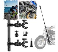 Supporto doppio morsetto per manubrio moto, con bastone per selfie invisibile da 170 cm, stabile kit video per fotocamere Insta360 X5/X4/X3/X2/XONE/GO2/3