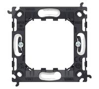 Supporto due moduli Vimar + griffe componibile interasse 71 mm Nero