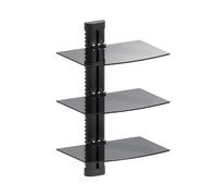 Supporto DVD da Parete Tripla Mensola in Vetro Scaffale da Muro Maclean