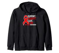 Supporto Educare Cura Cura HIV AIDS Nastro Rosso Infezione da HIV Felpa con Cappuccio