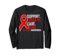 Supporto Educare Cura Cura HIV AIDS Nastro Rosso Infezione da HIV Maglia a Manica
