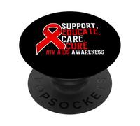 Supporto Educare Cura Cura HIV AIDS Nastro Rosso Infezione da HIV PopSockets PopGrip Adesivo