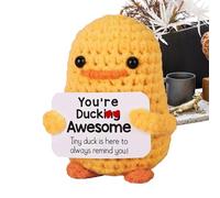 Supporto emotivo Duck all'uncinetto - bambola all'uncinetto | Giocattolo di lavoro ripieno divertente | Supporto emotivo Animali Crochets Doll con carta affermazioni | Centrotavola da tavolo pe