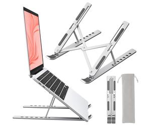 Supporto ergonomico per laptop, design regolabile multi-angolo per migliorare la postura, supporto in lega di alluminio con cuscinetti in silicone