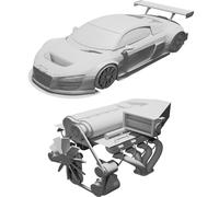 Supporto Espositivo per Modellino Audi R8 LMS con Motore Stampato 3D Base