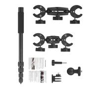 Supporto estensibile per fotocamera con doppio morsetto per bici e moto, con braccio girevole a 360 gradi e cuscinetto in gomma anti vibrazioni, morsetto super morsetto per doppia fotocamera