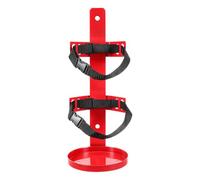 Supporto Estintore da Muro in Ferro Rosso per 2-4 Kg | Fissaggio Rapido Cinghia Elastica, Fori Preforati, Istruzioni e Ferramenta Inclusi