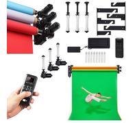 Supporto for fondale elettrico da parete e soffitto con telecomando, kit di supporto for fondale a rullo motorizzato, carico 44 libbre(3 Rollers)
