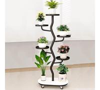 Supporto for Piante da Interno, Alto a più Livelli, Tavolo a Scaletta, in Metallo con Ruote, Adatto for Angoli di Giardino, Balconi e Salotti(Gold)