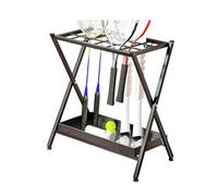 Supporto For Racchette Da Badminton, Supporto For Racchette Da Tennis In Ferro, Cestino Pieghevole For Riporre Dispositivi Sportivi, For La Scuola A Casa(Black)