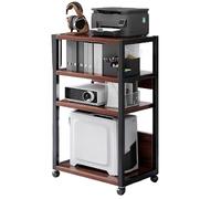 Supporto for stampante mobile a 4 livelli, ampio tavolo for stampante con ripiano portaoggetti, scaffale multiuso da pavimento, for distruggidocumenti, scanner, fax.(Yellow)