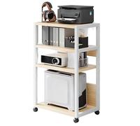 Supporto for stampante mobile a 4 livelli, ampio tavolo for stampante con ripiano portaoggetti, scaffale multiuso da pavimento, for distruggidocumenti, scanner, fax.(White)