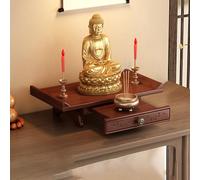 Supporto For Statua Del Buddha In Legno Da Parete,Santuario Guanyin Con Ripiano Telescopico Estraibile,Grande Capacità Di Stoccaggio Offerte Di Oggetti Rituali Buddisti(Desktop,S)