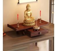 Supporto For Statua Del Buddha In Legno Da Parete,Santuario Guanyin Con Ripiano Telescopico Estraibile,Grande Capacità Di Stoccaggio Offerte Di Oggetti Rituali Buddisti(Desktop,M)