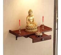 Supporto For Statua Del Buddha In Legno Da Parete,Santuario Guanyin Con Ripiano Telescopico Estraibile,Grande Capacità Di Stoccaggio Offerte Di Oggetti Rituali Buddisti(Wall-mounted,M)