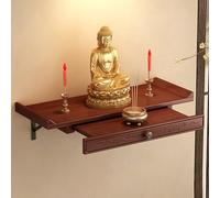 Supporto For Statua Del Buddha In Legno Da Parete,Santuario Guanyin Con Ripiano Telescopico Estraibile,Grande Capacità Di Stoccaggio Offerte Di Oggetti Rituali Buddisti(Wall-mounted,L)