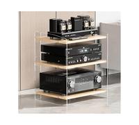Supporto for supporti multimediali AV HIFI in acrilico con ripiani regolabili, moderno supporto for console for giradischi, scaffalature audiovisive, mobile stereo for la casa(Natural,3 Tier)
