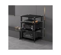 Supporto for supporti multimediali AV HiFi, mobiletto for componenti stereo, ripiano in legno, torre audio, moderno giradischi, console multimediale, supporto for home office theater(Svart,4 Tier)