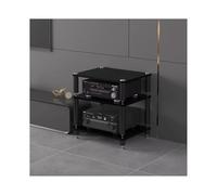 Supporto for supporti multimediali AV HiFi, mobiletto for componenti stereo, ripiano in legno, torre audio, moderno giradischi, console multimediale, supporto for home office theater(Svart,3 Tier)