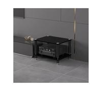 Supporto for supporti multimediali AV HiFi, mobiletto for componenti stereo, ripiano in legno, torre audio, moderno giradischi, console multimediale, supporto for home office theater(Svart,2 Tier)