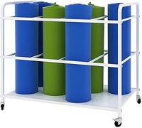 Supporto for tappetino yoga con ruote da pavimento, carrello portaoggetti for esercizi, espositore for foam roller(White)