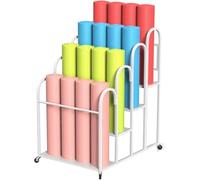 Supporto for tappetino yoga con ruote, grande supporto da pavimento for tappetino yoga, supporto for attrezzatura fitness in metallo(White,60x85x110cm)