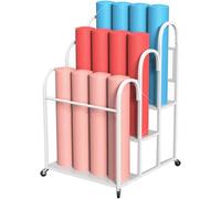 Supporto for tappetino yoga con ruote, grande supporto da pavimento for tappetino yoga, supporto for attrezzatura fitness in metallo(White,60x65x95cm)