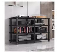 Supporto For TV Stereo Multimediale For L'intrattenimento Domestico A 4 Livelli, Mobiletto For Componenti Audio E Video Ad Angolo, Scaffale For Giradischi, Amplificatore(Nero)