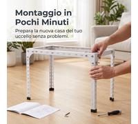 Supporto Gabbia Uccelli in Metallo Bianco - Piedistallo Multifunzionale per