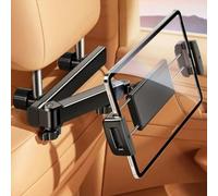 Supporto girevole a 360° regolabile per poggiatesta auto, supporto per tablet pieghevole per sedile posteriore del telefono, braccio di estensione (nero)