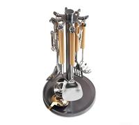 Supporto girevole in alluminio con 8 ganci, design girevole a 360 gradi, per utensili da cucina organizzati e base antiscivolo stabile per un facile accesso (grigio)