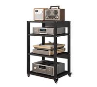Supporto Hi-Fi o Fur su ruote, 4 ripiani, per componenti stereo e o-video, design robusto, altezza 90 cm, perfetto per l'installazione di home theater