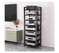 Supporto HiFi con ripiano regolabile in altezza, armadio rack per apparecchiature audio resistente su ruote, design aperto, ripiano per DVD - 4, 5, 6, 7 ripiani