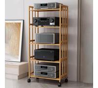 Supporto HiFi in legno con ruote per altoparlanti, lettori DVD e AV Media 4 ripiani (123 cm di altezza e 55 cm di larghezza)