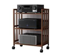 Supporto HiFi regolabile - Supporto AV in legno per console di gioco Xbox PS5 Switch 2 - 5 livelli rotolanti Audio Video mensola soggiorno Storage 53,3-172,7 cm di altezza