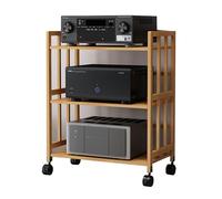 Supporto HiFi robusto - Armadio multimediale AV 2/3/4 ripiani angolare per lettore DVD, console di gioco, box TV e router WiFi, supporto audio robusto con ruote per impianto stereo