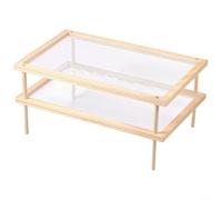 Supporto impilabile in legno per essiccare erbe aromatiche, con rete a rete, per pasta, fiori, erbe aromatiche, organizer da cucina in legno naturale (doppio strato)