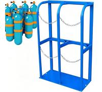Supporto in acciaio resistente per bombole di ossigeno per bombole da immersione e CO2, supporto da pavimento per stoccaggio con catena di sicurezza per uso industriale e di laboratorio(60x30x100cm)