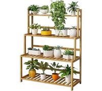 Supporto in bambù Mensola Angolare per Interni Ed Esterni Grande Supporto per Vasi Alti Espositore Portavasi da Fiori A più Livelli Mensole da Giardino Scala, 50x33x103cm