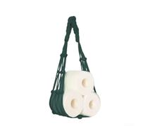 Supporto in corda di cotone, per cestino portaoggetti da bagno, porta asciugamani in macramè, organizer da appendere in rete, per riporre riviste da cucina (verde scuro)