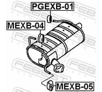 Supporto in gomma scarico posteriore Dx PGEXB-01 FEBEST per MITSUBISHI TOYOTA